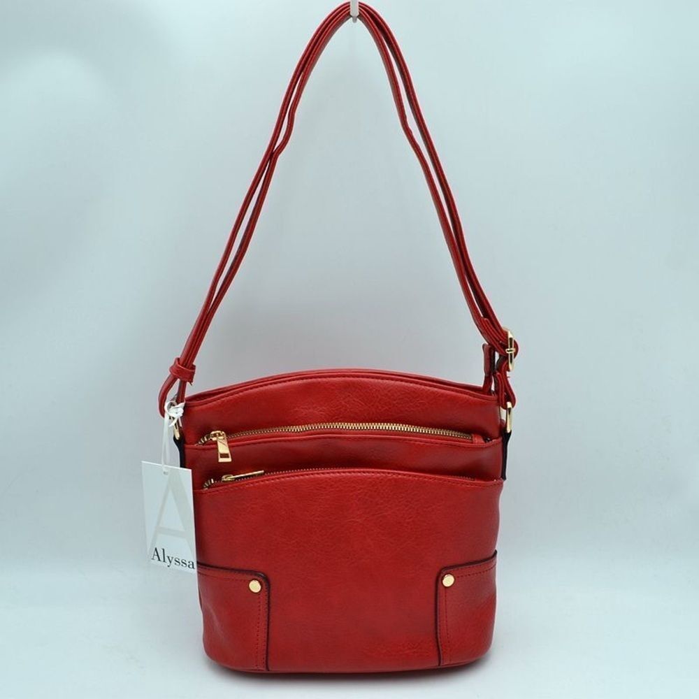 Alyssa Nicole Triple Zip Pocket Large Crossbody Bag